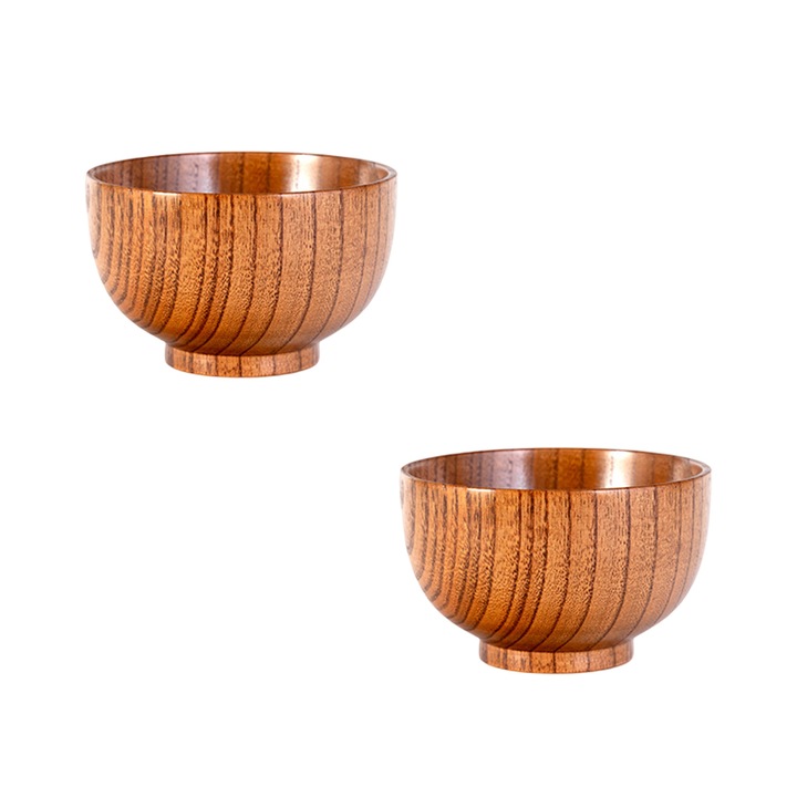 Set de 2 boluri din lemn, Enforose, pentru sosuri, nuci, condimente, culoare maro, dimensiune conform imaginii