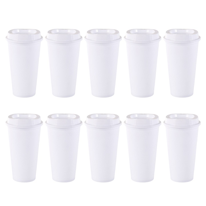 Egyszerű pohár Enforose szívószállal, fehér 22.7x9.6x6.7cm