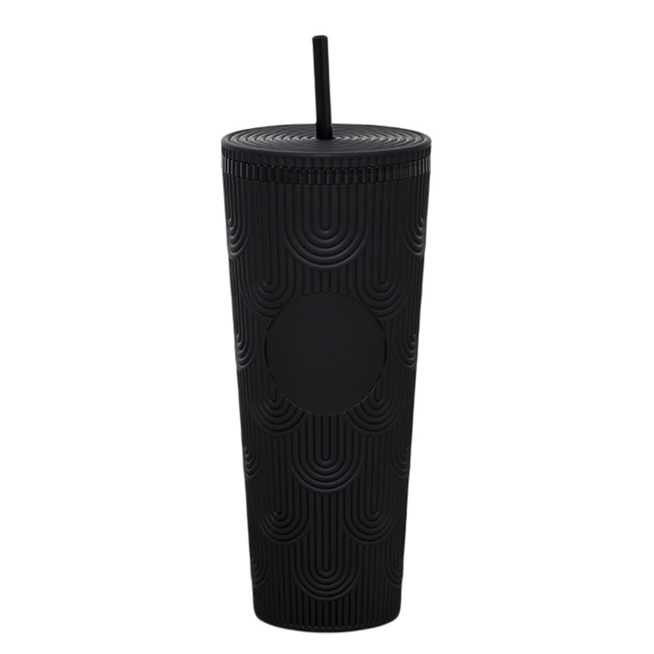 24 oz-os akril pohár szívószállal és fedővel, dupla falú, smoothie, gyümölcslé, jeges kávé