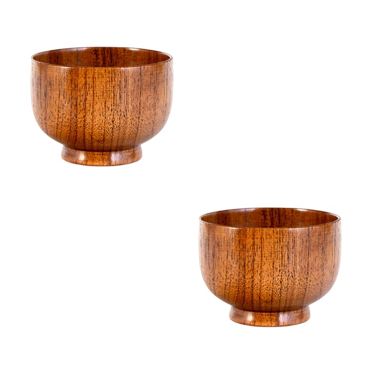 Set de 2 boluri din lemn pentru sosuri, Enforose, culoare maro, dimensiune mica