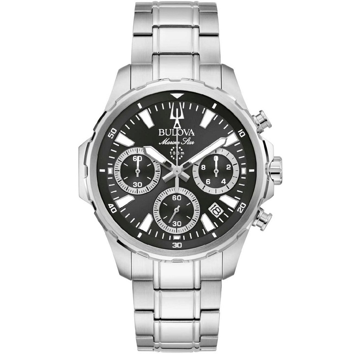 Мъжки часовник Bulova Quartz, 40 мм, 10ATM, Сребрист