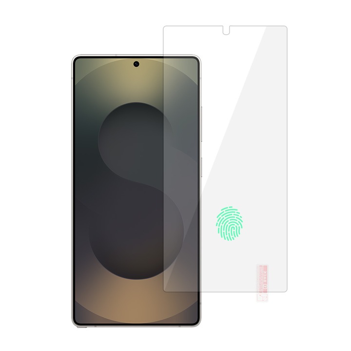 MatTech Glass Film, съвместим със Samsung Galaxy S25 Ultra, подходящ за калъф, дебелина 0,3 mm, функция за отключване с пръстов отпечатък, защита срещу пръстови отпечатъци, заоблени ръбове, прозрачен