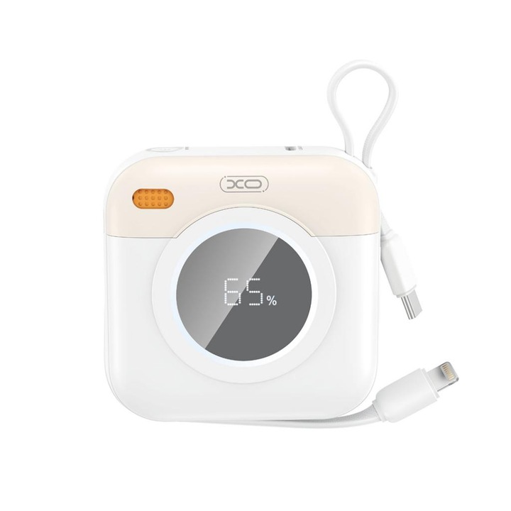 Baterie Externa XO Design PR258, 10000mAh, 20W, QC + PD, 1 x Lightning - 1 x USB-C, Bej