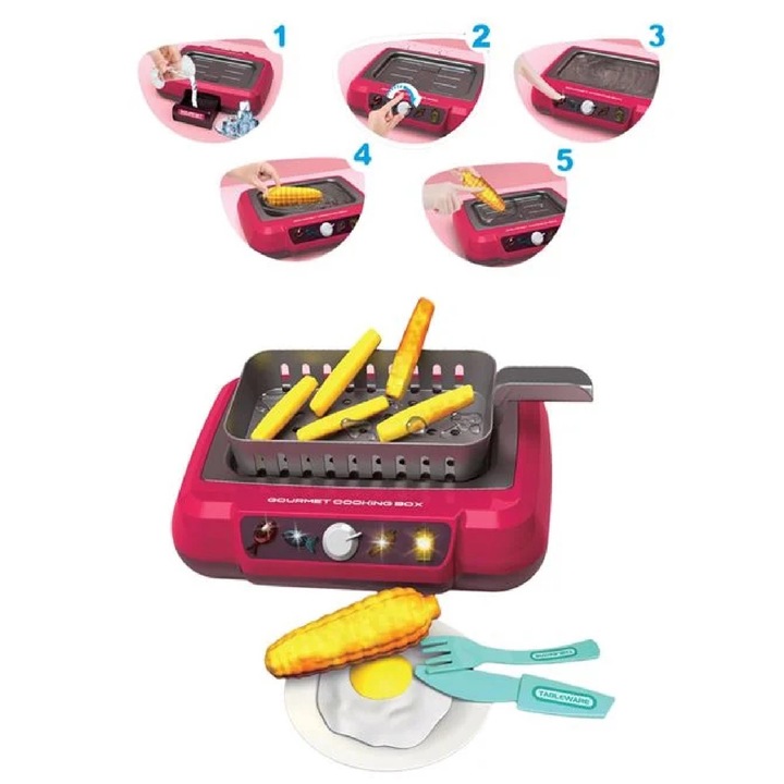 Gyerek konyhai grill hanggal és fénnyel, 20 db