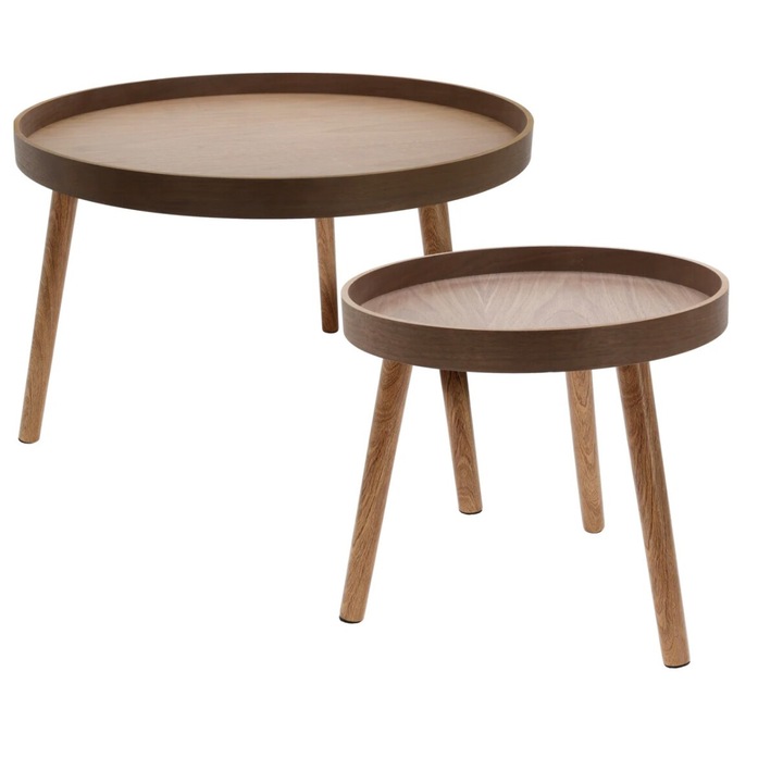Комплект от 2 маси, Home&Styling Collection, MDF, 60x40 см, 38x34 см, кафяв