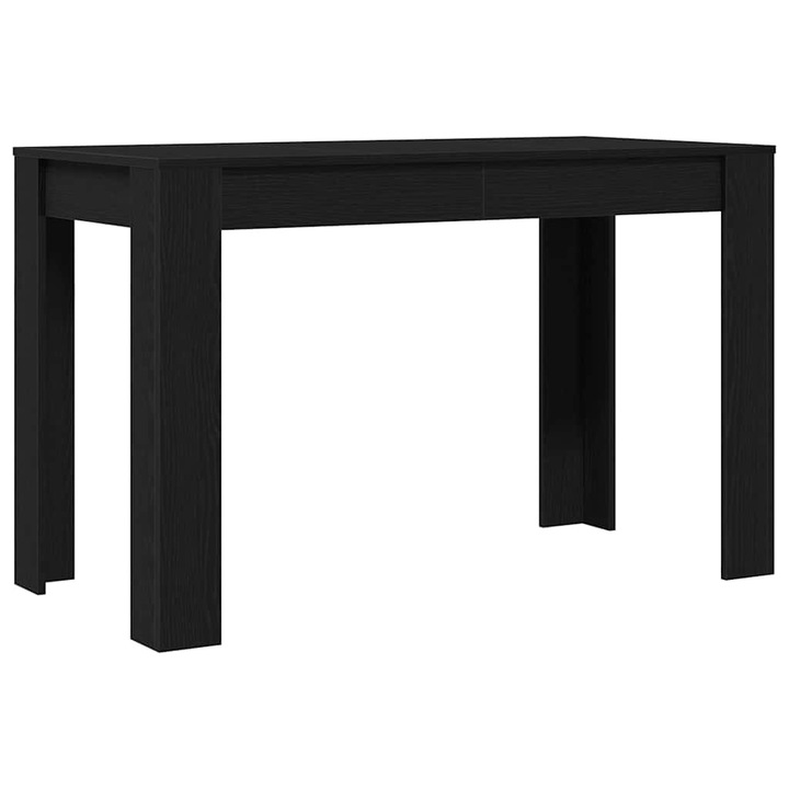 Трапезна маса vidaXL, Черно и дъб, 120x60x76 см, Инженерно дърво, 20.35 Kg