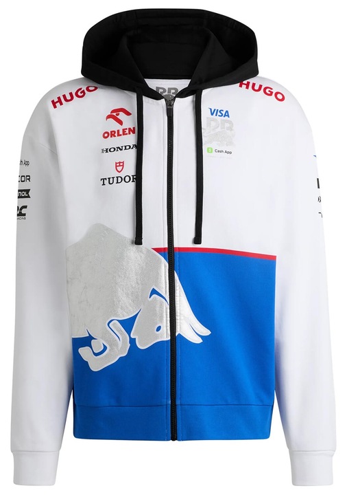 Мъжко худи HUGO BOSS, официална колекция Visa Cash App RB, бял-син, памук, размер S