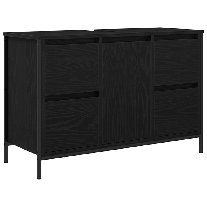 Dulap pentru chiuveta cu sertare vidaXL, Stejar negru, 90x34, 5x60 cm, 25.4 Kg