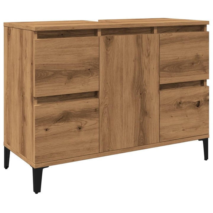 Шкаф за мивка vidaXL, Дъб артизан, 80x33x60 см, Инженерна дървесина, 22.4 Kg