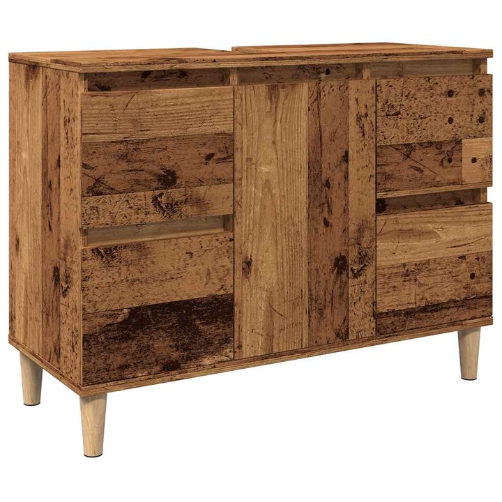 Шкаф за мивка vidaXL, Старо дърво, 80x33x60 см, Инженерно дърво, 22.2 Kg