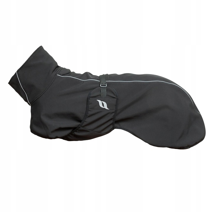 Jacheta impermeabila pentru caini, Nella, 55cm, neagra, ajustabila