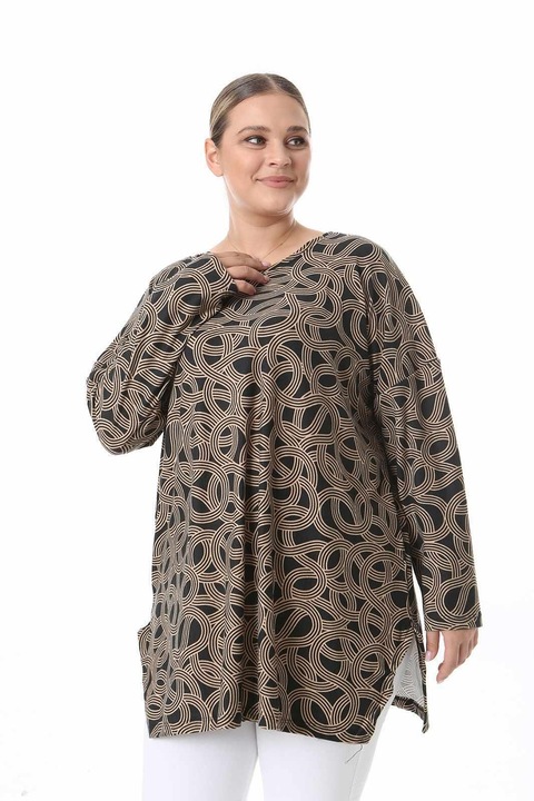 Bluza de dama AXIL, cu efect de spirala, Bej