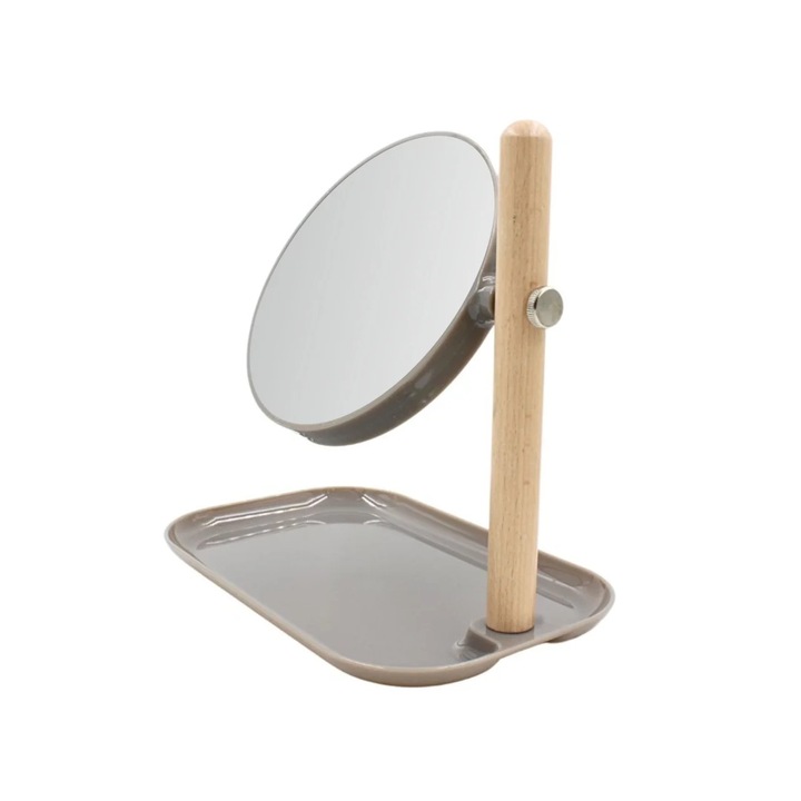 Oglinda machiaj, Bathroom Solution, 15.5 x 22 cm, culoarea gri