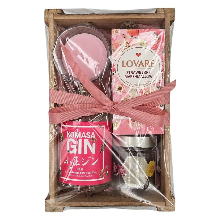 Ladita Cadou Gin Komasa Ichigo 40%, 0.5L, Miere Traditionala, Lumanare Decorativa, Cutie Ceaiuri