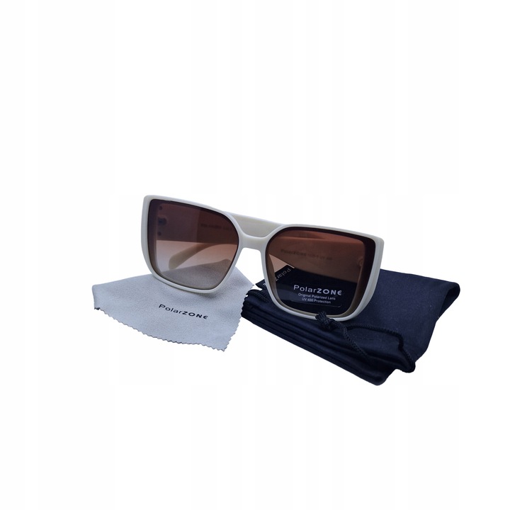 Ochelari de soare dama, PolarZone, lentile polaroid, optiune UV400, alb