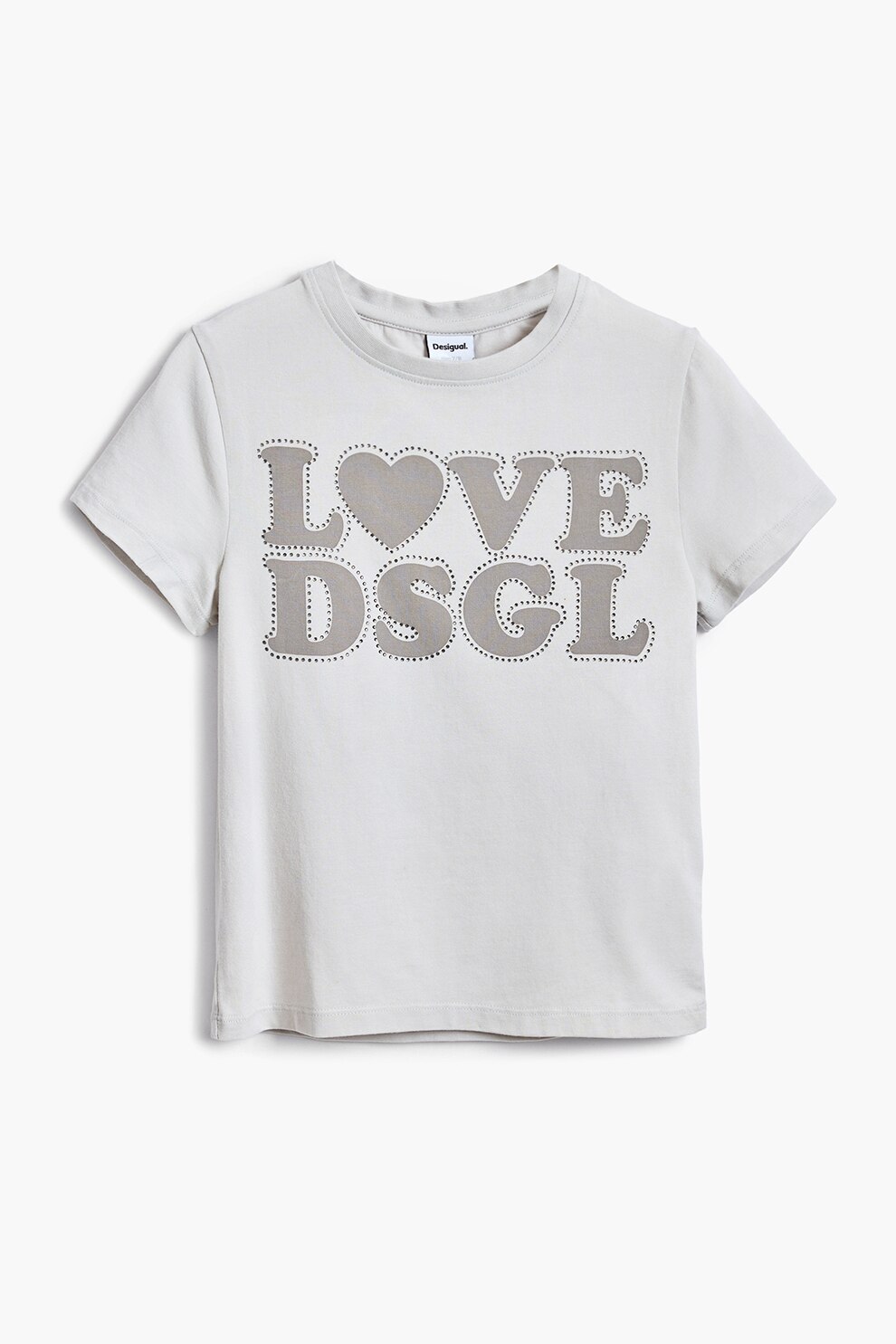 DESIGUAL, Tricou de bumbac cu imprimeu grafic, Gri deschis, 128 CM