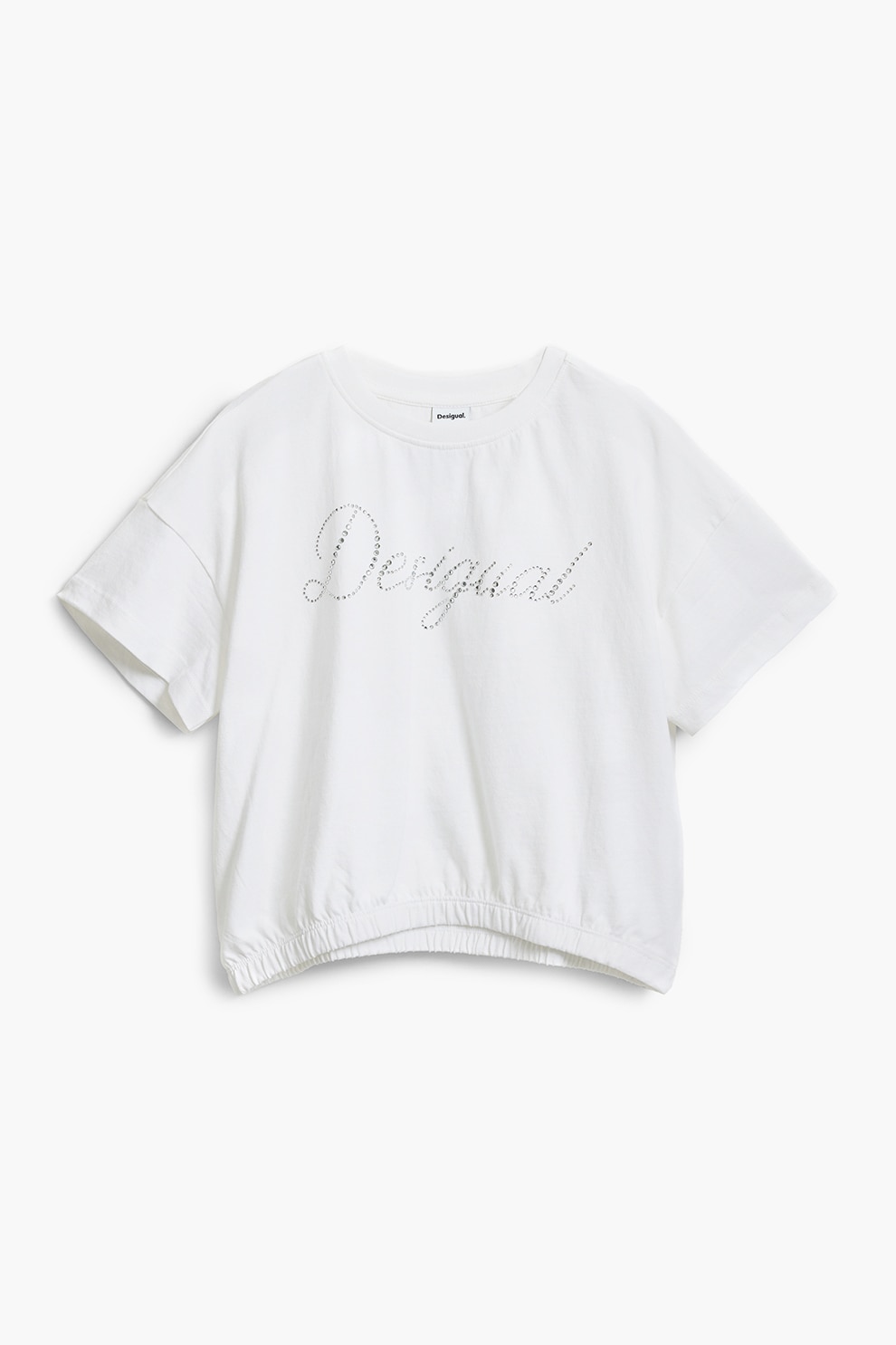 DESIGUAL, Tricou de bumbac cu paiete, Alb, 128 CM