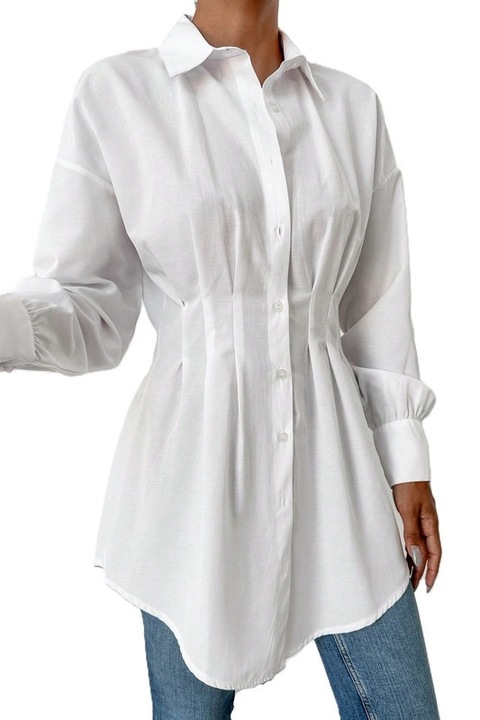 Camasa Dama, Cambrata, Croiala Lunga, Tip Rochita, Tiv Curbat, Alb