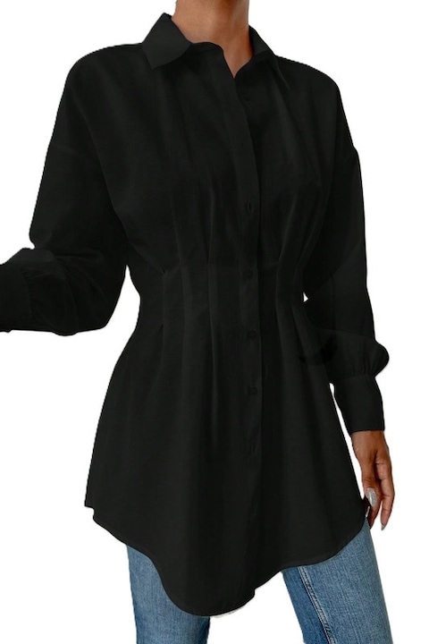 Camasa Dama, Cambrata, Croiala Lunga, Tip Rochita, Tiv Curbat, Negru