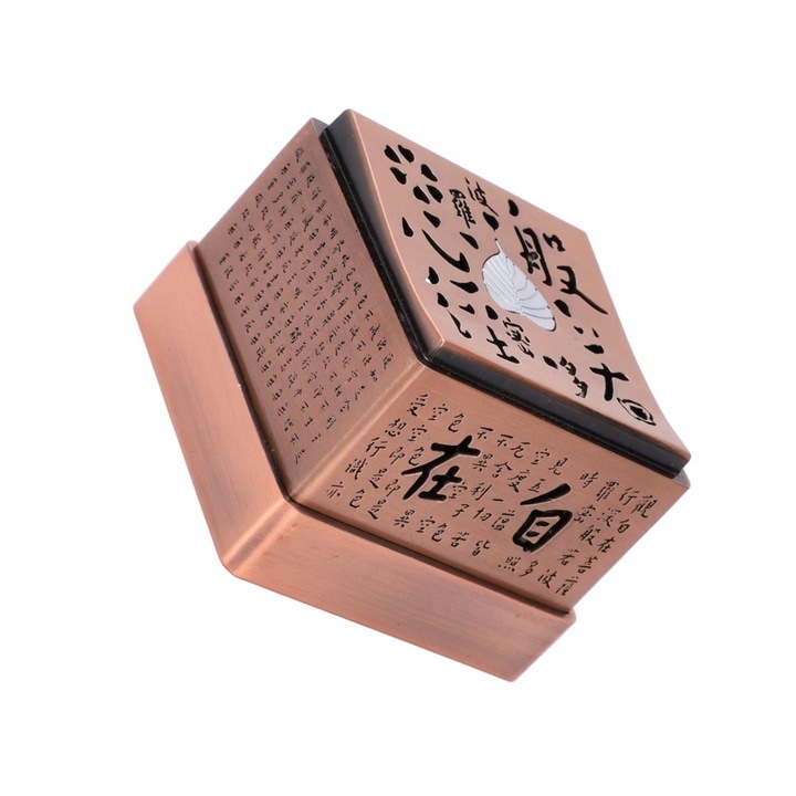 Suport de tamaie din alama, design scriptura, rezistent la foc, pentru aromaterapie, Durabil si robust, golit, design ignifug, potrivit pentru mai multe scenarii, culoare cupru rosu, 6, 2 × 7, 7 cm