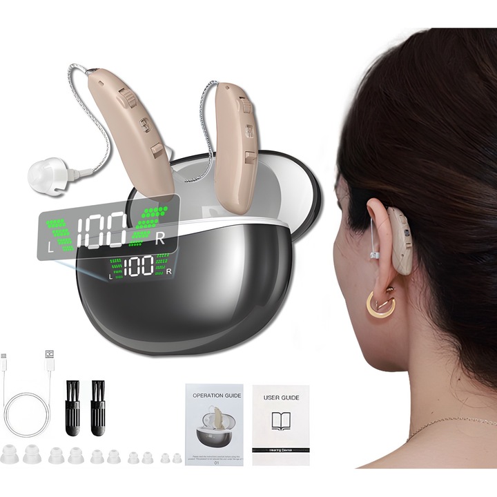 Акумулаторен слухов апарат, Excitat®, AI Smart Chip, 16-канален интелигентен цифров чип, 5-дневен живот на батерията, автоматична памет, пет нива на звука, три режима