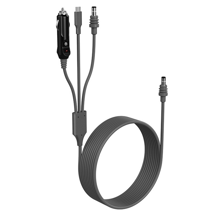 3 в 1 DC захранващ кабел, CHIGOODS, 16.4FT, 5M, 100W+ USB C 12-24V щепсел за запалка и DC мъжки захранващ кабел за Starlink Mini, аксесоари Plug and Play Starlink Mini 5M