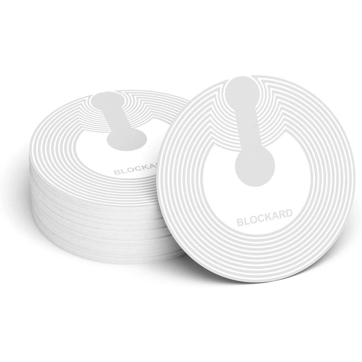 Set 100 Tag-uri NFC autoadezive, 13.56 MHz, Cod fix, Diametru de 25 mm, auto-adeziv, Alb