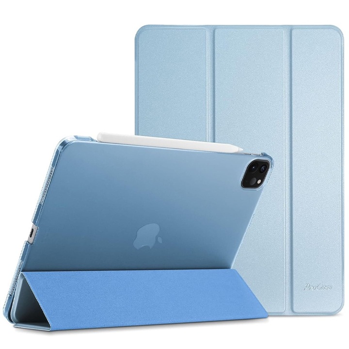 Husa Flip pentru Apple iPad Pro 11, Air 11, Air 4/5, Protectie tip Carte, Suport vizionare, Albastru