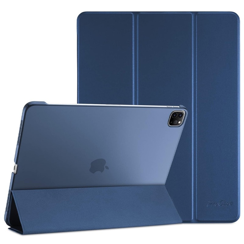 Husa Flip pentru Apple iPad Pro 11, Air 11, Air 4/5, Protectie tip Carte, Suport vizionare, Bleumarin