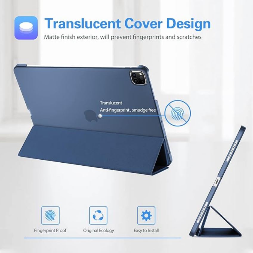 Husa Flip pentru Apple iPad Pro 11, Air 11, Air 4/5, Protectie tip Carte, Suport vizionare, Bleumarin