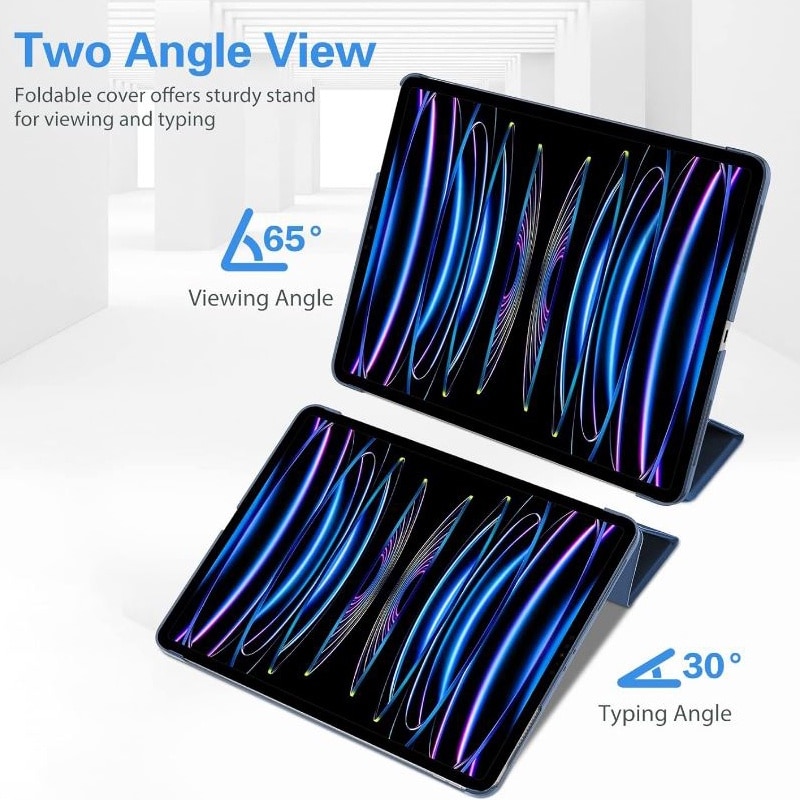 Husa Flip pentru Apple iPad Pro 11, Air 11, Air 4/5, Protectie tip Carte, Suport vizionare, Bleumarin