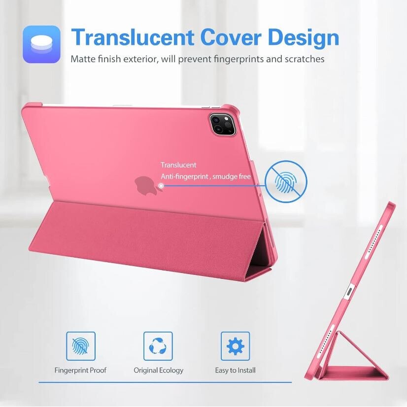Husa Flip pentru Apple iPad Pro 11, Air 11, Air 4/5, Protectie tip Carte, Suport vizionare, Roz