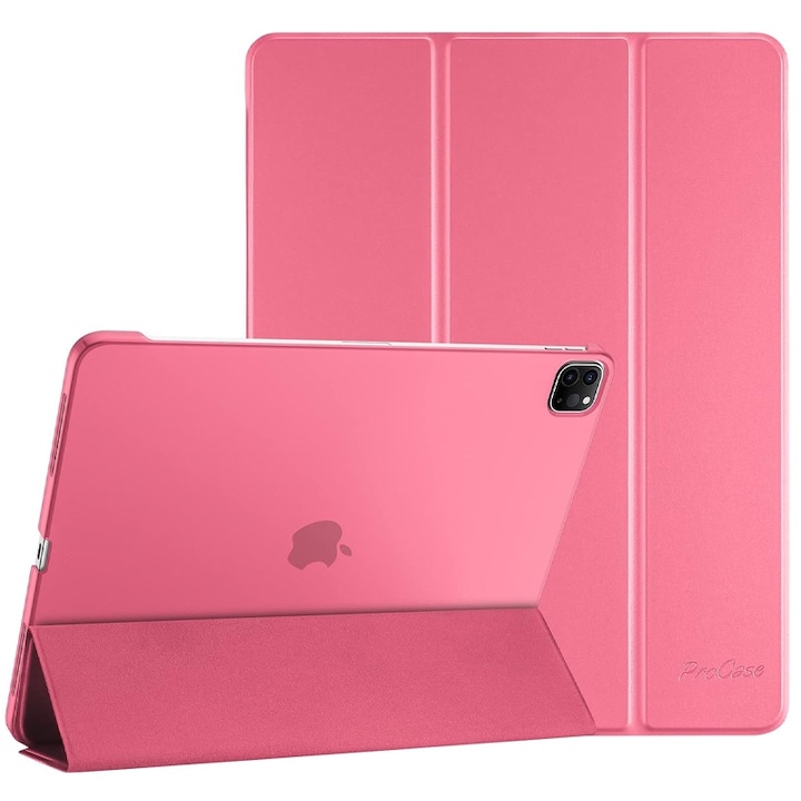 Husa Flip pentru Apple iPad Pro 11, Air 11, Air 4/5, Protectie tip Carte, Suport vizionare, Roz