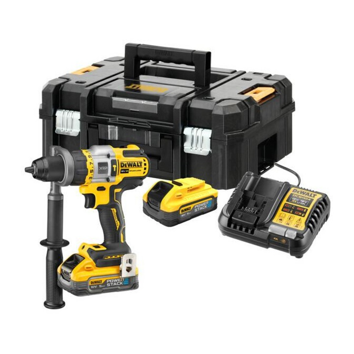 Masina de gaurit cu percutie DeWALT DCD999H2T-QW, 18V, 2x5.0Ah Li-Ion, 112Nm, carcasa TSTAK