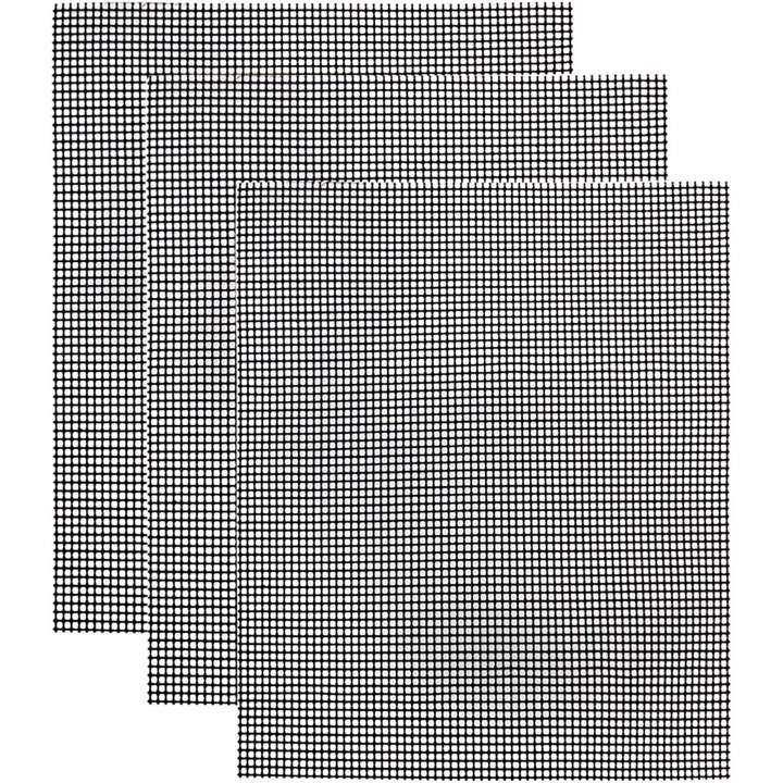 3 db-os grillforma készlet - Tapadásmentes fólia zöldségekhez/halhoz/fajitakhoz/garnélarákhoz, grilllap, újrafelhasználható grill-tartozékok - gáz, faszén, elektromos grillezéshez, fekete