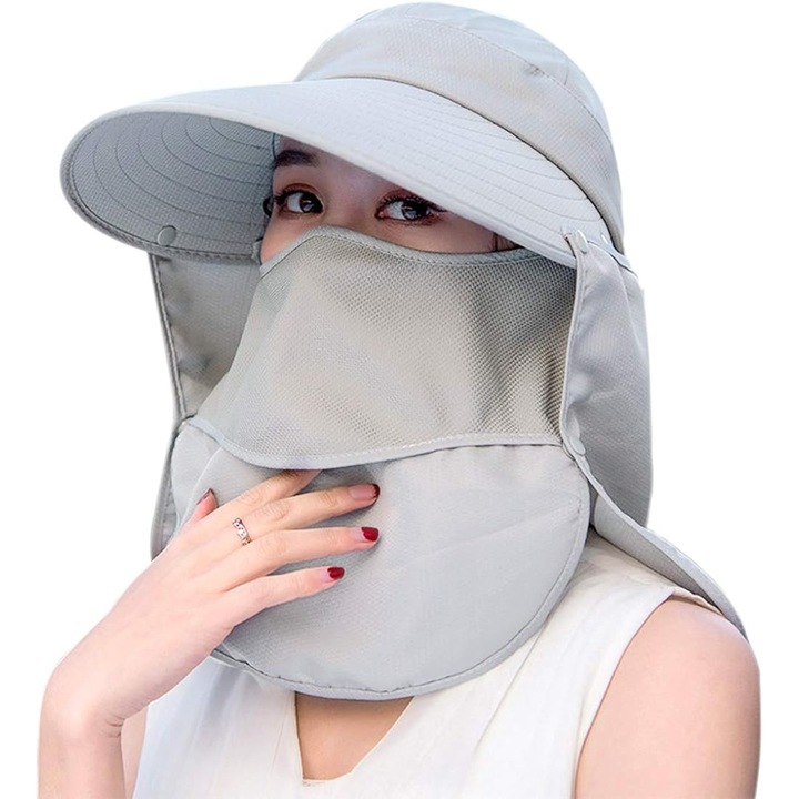 Női napkalap, UV-szűrős, összecsukható, szürke