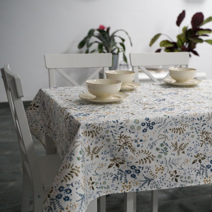 Teflon bevonatú terítő, 100% pamut, 160x220 cm, Lenzieri Deosebite, Finom virágos FMA87