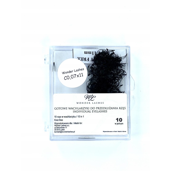 Gene false, Wonder Lashes, gene volum 10D, grosime 0,07, lungime 11mm, culoare neagra, 250-300 seturi