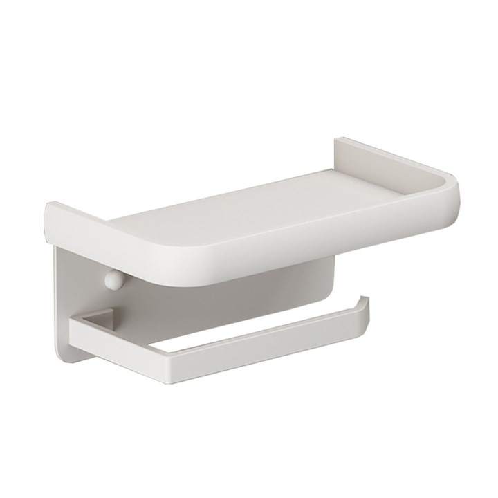 Suport pentru hartie igienica, Tioialz®, aluminiu, alb