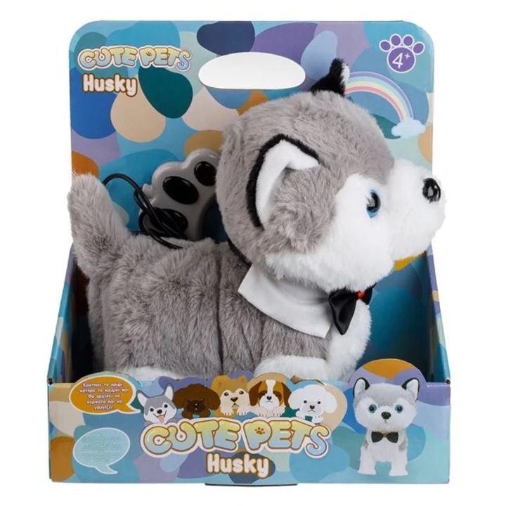 Catel Interactiv Husky Gri cu Lesa Miscare & Sunet