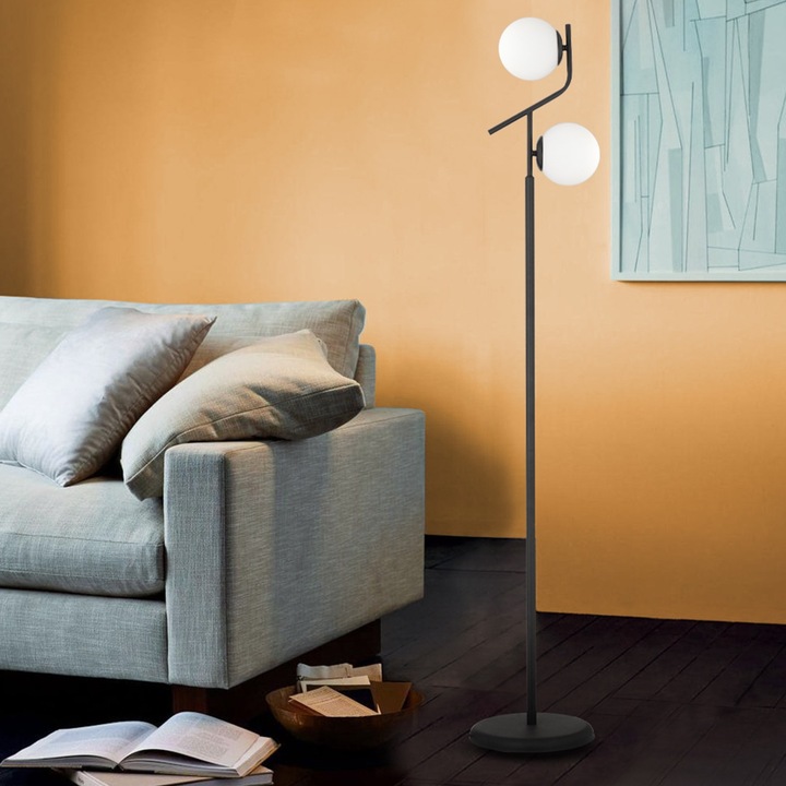 HubRom Floor Lamp, VELAR 3674-01-BL 27x173 cm 2xE27-60W Черен