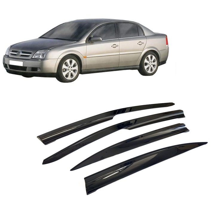Paravanturi Opel Vectra C 2004 - 2010 Sedan Auto Fata Si Spate Set De 4 Negru Flexibil Rezistent La UV Instalare Usoara Stil Sportiv Potrivire Externa