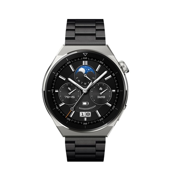Huawei Watch GT 6 (46 мм) съвместима каишка за смарт часовник - F-Design FS06 - черна метална каишка (ширина на каишката: 22 мм)