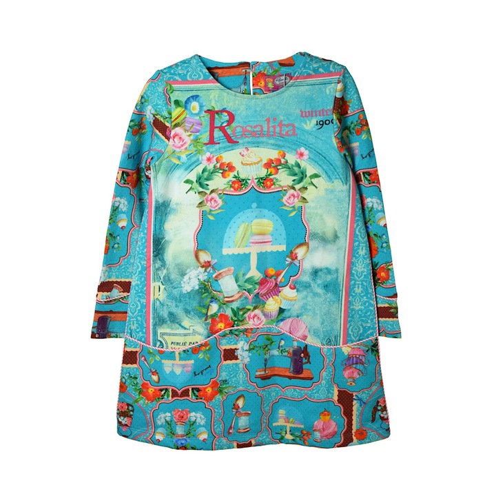 Rochie cu maneca lunga, albastra Rosalita Gratiot, Albastru