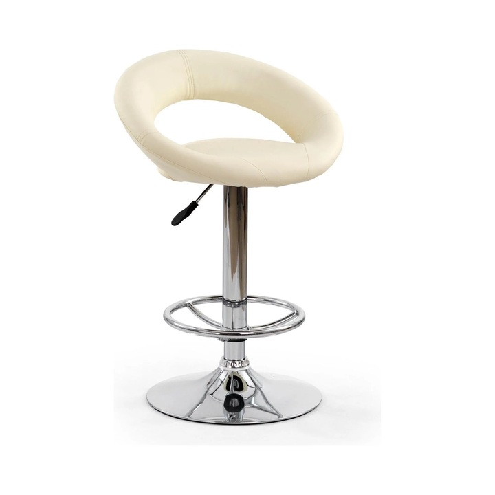 Scaun bar H15, piele ecologica/metal, crem/crom