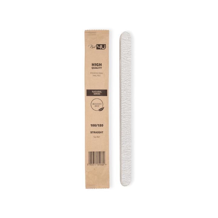 Set 25 pile de unghii NAIL4U SLIM NATURAL STRAIGHT 100/180, hartie japoneza