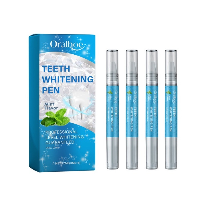 Set 4 creioane de albire a dintilor, 12ml, cu vitamina C si ulei de menta