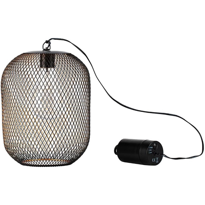 Lampa suspendata LED, Trirocks, functionare pe baterii, pentru interior/exterior, negru