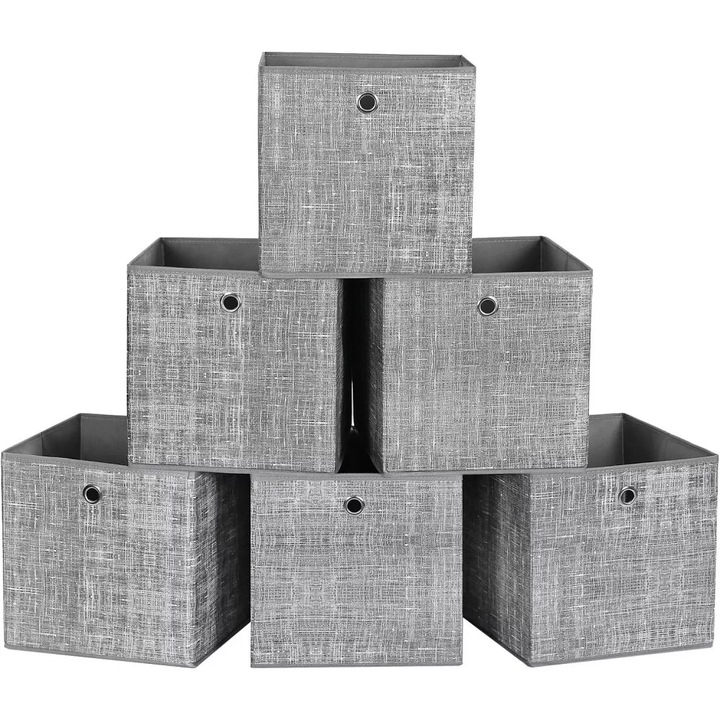 SONGMICS Комплект от 6 сгъваеми платнени кутии за съхранение 30x30x30 см сиво