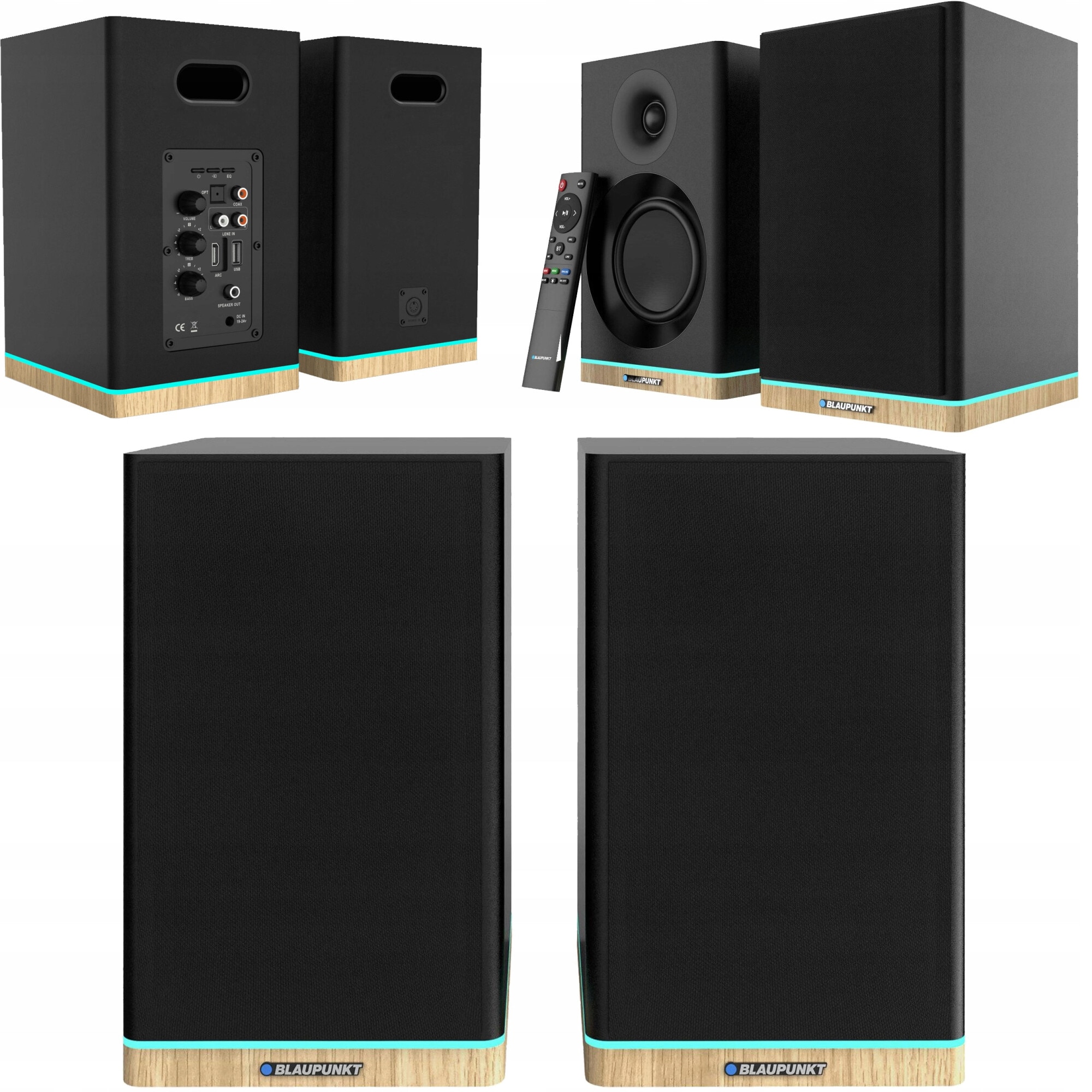 Set boxe active stereo Blaupunkt BS60BK, Bluetooth, HDMI ARC, 60W RMS, LED, 170x251x153mm